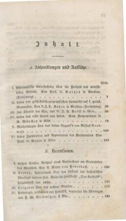 V-VI Inhaltsverzeichnis