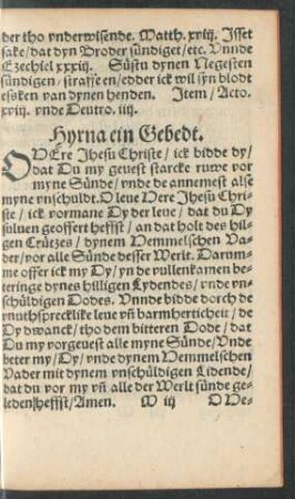Hyrna ein Gebedt.
