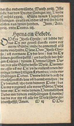 Hyrna ein Gebedt.