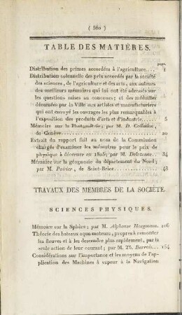 Table des Matières.