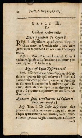 14-23, Caput III. De Casibus Reservatis.
