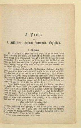 I. Märchen. Fabeln. Parabeln. Legenden