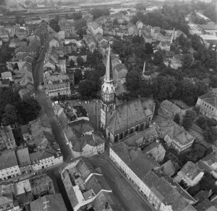Bebauung um die St.-Nikolai-Kirche in Löbau : Blickrichtung Nordosten