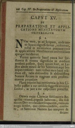 Caput XV. De Praeparatione Et Applicatione Menstruorum Universalium