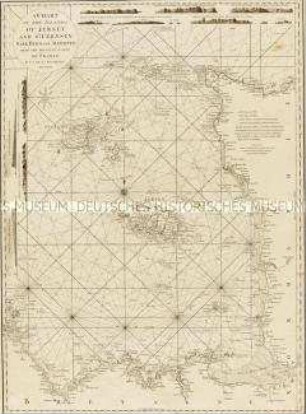 A Chart of the Islands of Jersey and Guernsey, Sark, Hermand and Alderney. Mit neun Küstenansichten