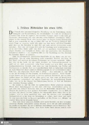 I. Frühes Mittelalter bis etwa 1250