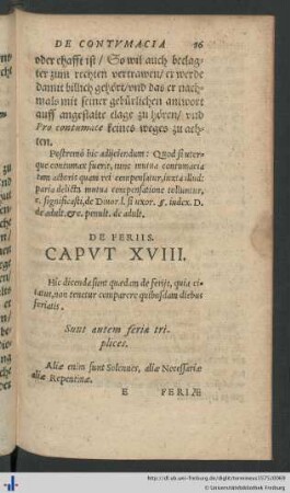 Caput XVIII. De Feriis.