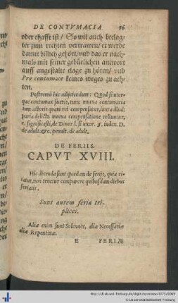 Caput XVIII. De Feriis.