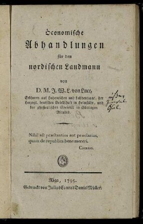 Öconomische Abhandlungen für den nordischen Landmann