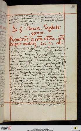 De S: Maria Magdalene Sermo [Predigttext, Lc 7,47:]