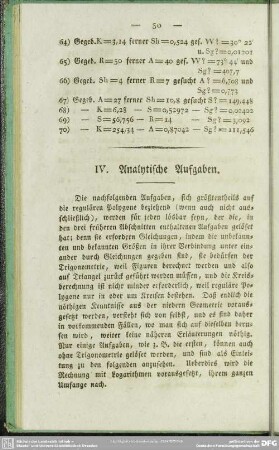 IV. Analytische Aufgaben