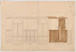 Thiersch, Friedrich von; Münsing / Starnberger See (Bayern); Schloss Seeburg, Umbau - Wanddekoration im Speisezimmer (Ansicht)