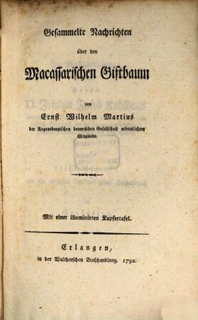 Gesammelte Nachrichten über den Macassarischen Giftbaum