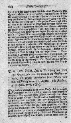 Anweisung, wie man eine Baumschule von Obstbäumen im Großen anlegen und gehörig unterhalten solle. 3.verm.Aufl.