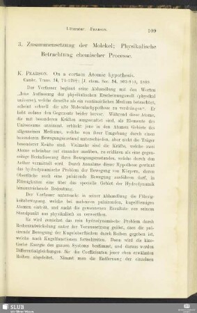 3. Zusammensetzung der Molekel; Physikalische Betrachtung chemischer Processe