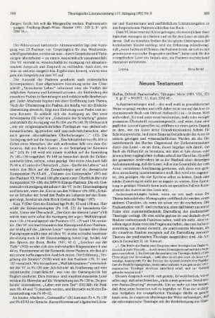 600-601 [Rezension] Hofius, Otfried, Paulusstudien