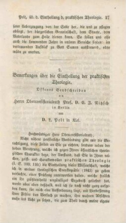 27-53 Bemerkungen über die Eintheilung der praktischen Theologie