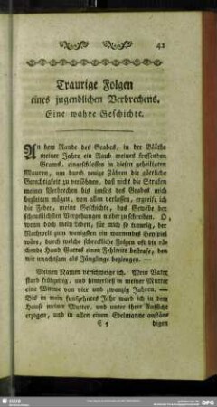 [II.] Traurige Folgen eines jugendlichen Verbrechens. Eine wahre Geschichte