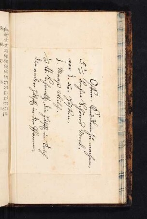 Handschriftliche Notiz auf eingelegtem Zettel