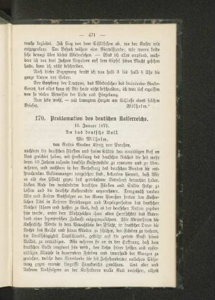 170. Proklamation des deutschen Kaiserreichs.