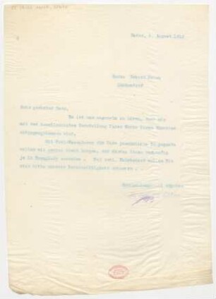 Brief an Robert Oehme : 06.08.1912