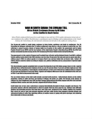 War in south Sudan : the civilian toll
