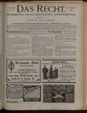 Nr. 20. 25. Oktober 1905.