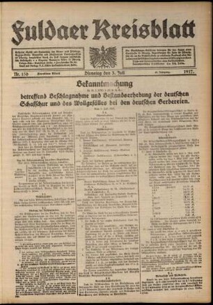 Zweite Ausgabe vom Dienstag, den 03. Juli 1917.