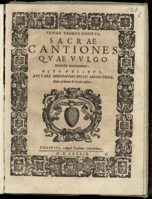 Girolamo Belli: Sacrae cantiones ... octo vocibus ...