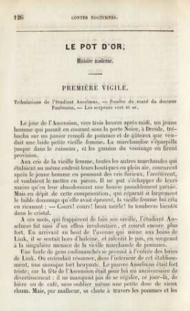 Première vigile. Tribulations de l‘étudiant Anselmus …