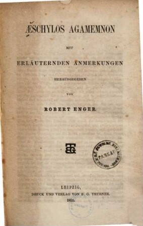 Agamemnon : mit erläuternden Anmerkungen