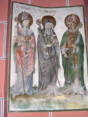 Die Heiligen Erasmus, Hildegard und ein heiliger Bischof