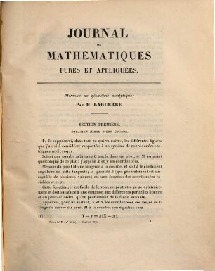 Journal de mathématiques pures et appliquées. 17. 1872