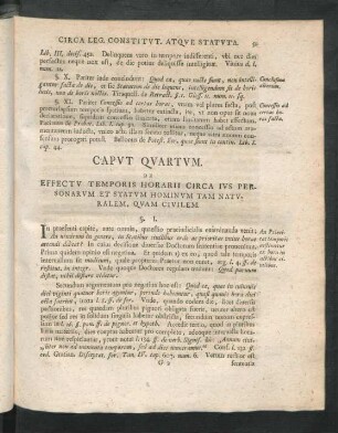 Caput Quartum. De Effectu Temporis Horarii Circa Ius Personarum Et Statum Hominum Tam Naturalem, Quam Civilem.