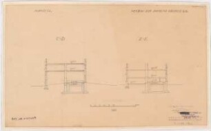 Fabrik Sigmund Goeritz AG, Chemnitz: Generalprojekt vom 7.2.1925, Schnitte C-D, E-F 1:200