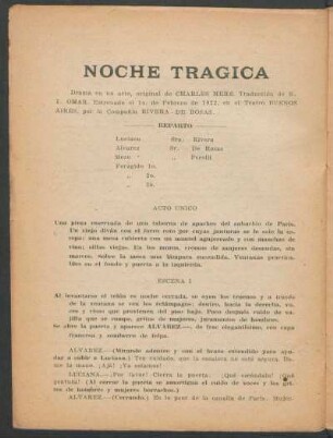 Noche trágica : drama en un acto, original
