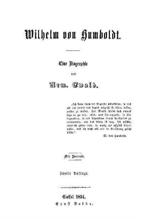 Wilhelm von Humboldt : eine Biographie