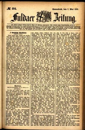 Ausgabe vom Samstag, den 07. Mai 1881.