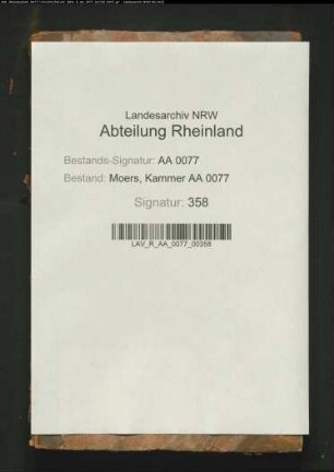Hebebuch von Jahrschatz, Dienstgeld und Getreide für die Stadt Moers