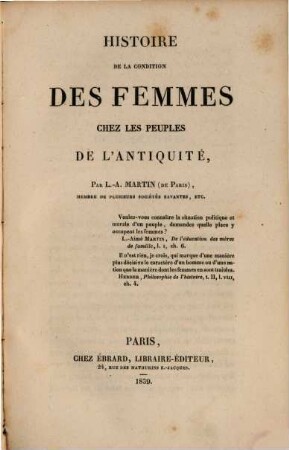 Histoire de la condition des femmes chez les peuples de l'antiquité