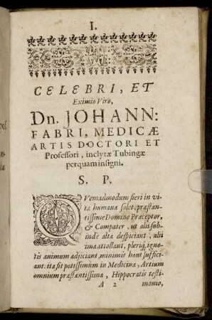 Celebri ... Dn. Johann. Fabri, Medicae Artis Doctori ...
