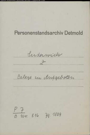 Belegakte zum Aufgebotsregister 1809 der Munizipalität Suderwich