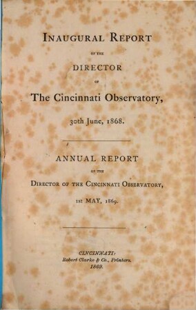 Inaugural report of the director of the Cincinnati Observatory, 1868, 30. Juni
