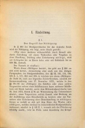 Der subsidiäre Charakter der Nöthigung