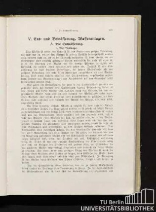 V. Ent- und Bewässerung, Wasseranlagen.