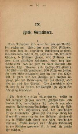 IX. Freie Gemeinden