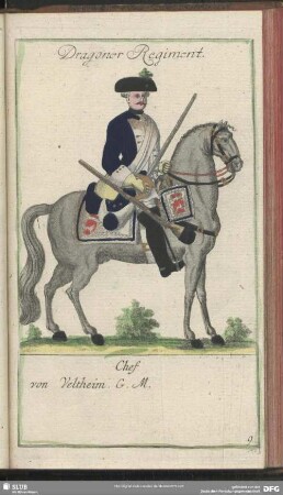 Dragoner Regiment. Chef von Velteim. G. M.