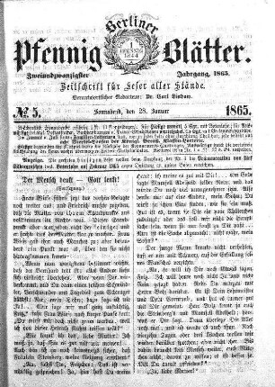No. 5, Sonnabend, den 28. Januar