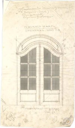 Pfann, Paul; München, Prinzregentenstr. 10; Haus Hartl - Treppenhaus - Windfang (Ansicht)