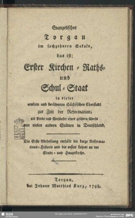 1: die kurze Reformations-Historie und die ersten Lehrer an der Stadt- und Hauptkirche